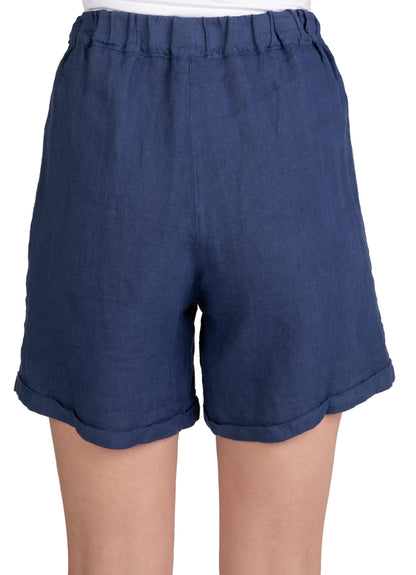 Shorts linen solid plain