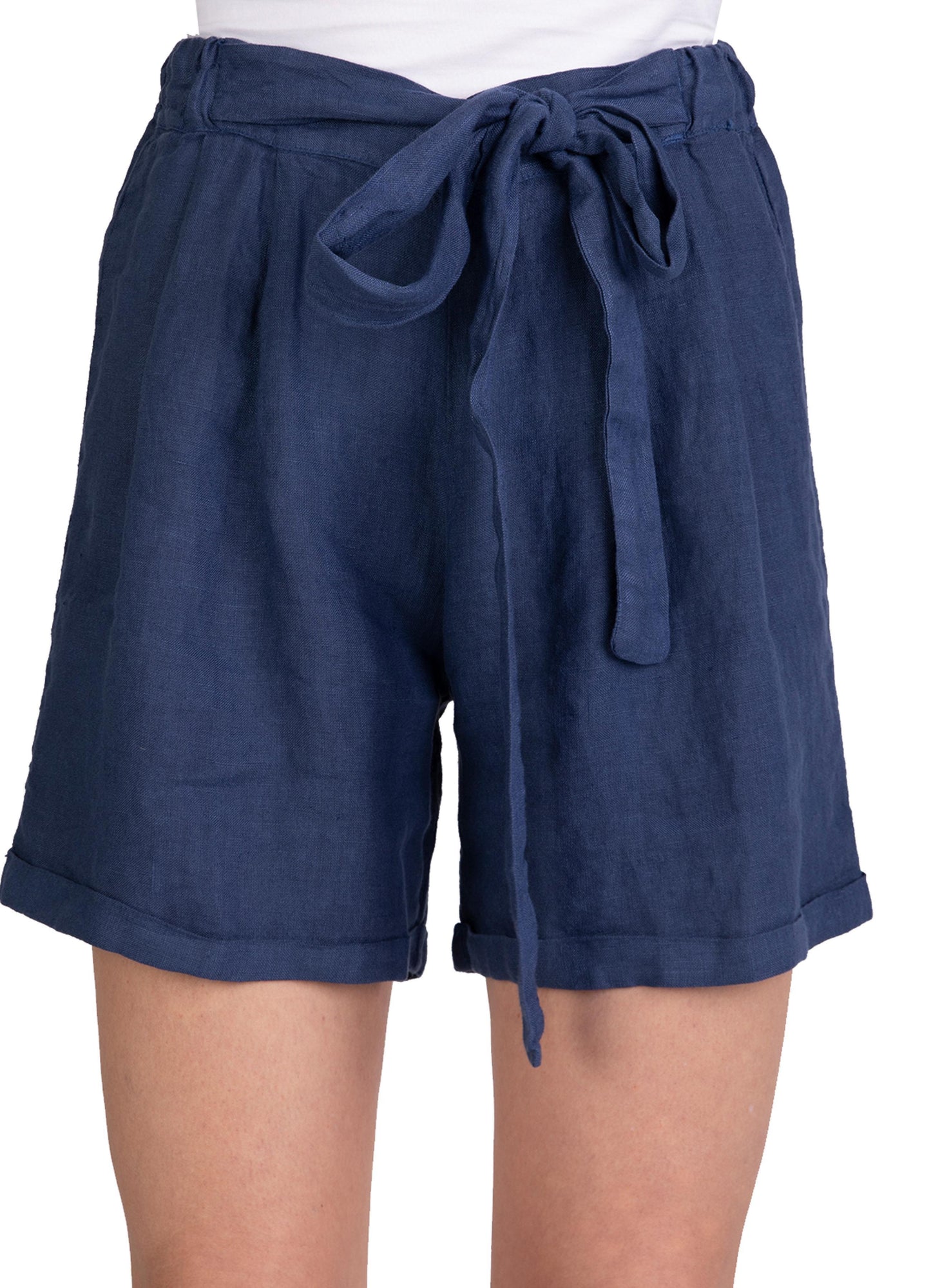 Shorts linen solid plain